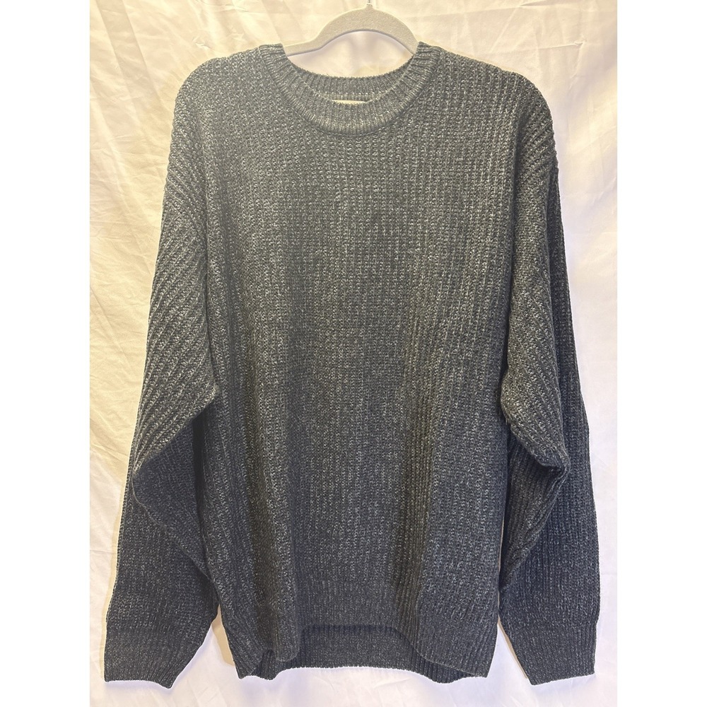 Vtg Men's Sun River  XL Black Woven Sweater NWT Pullover Acrylic Charcoal